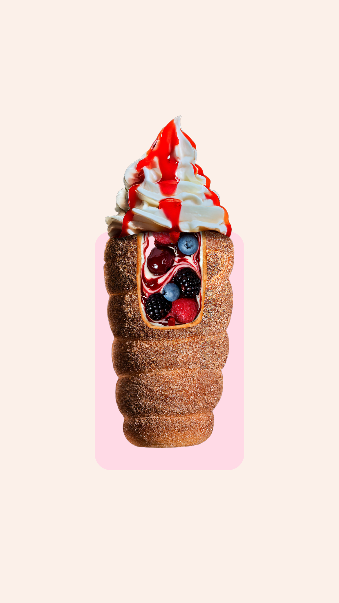 Berry Cheese filled chimney cake