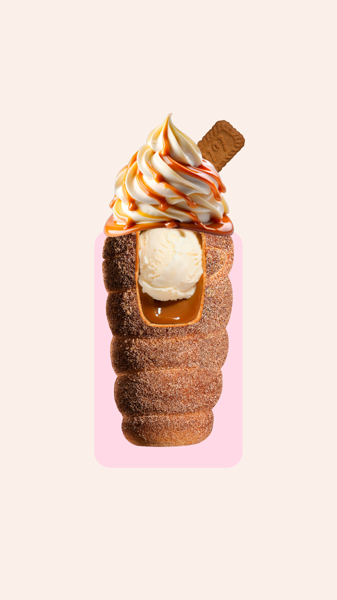Biscoff filled chimney cake